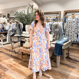 Coral & Lavender Maxi Dress