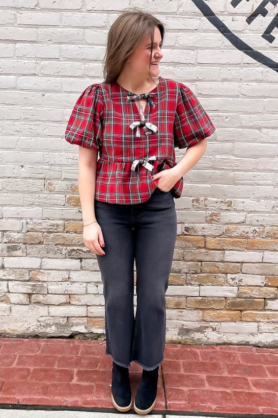 Tartan Plaid Bow Top